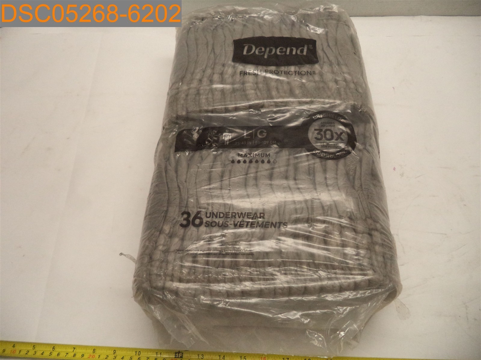 Qty=108 (3 Packs of 36): Depend Adult Diapers Large OdorBlock DryShields 30x