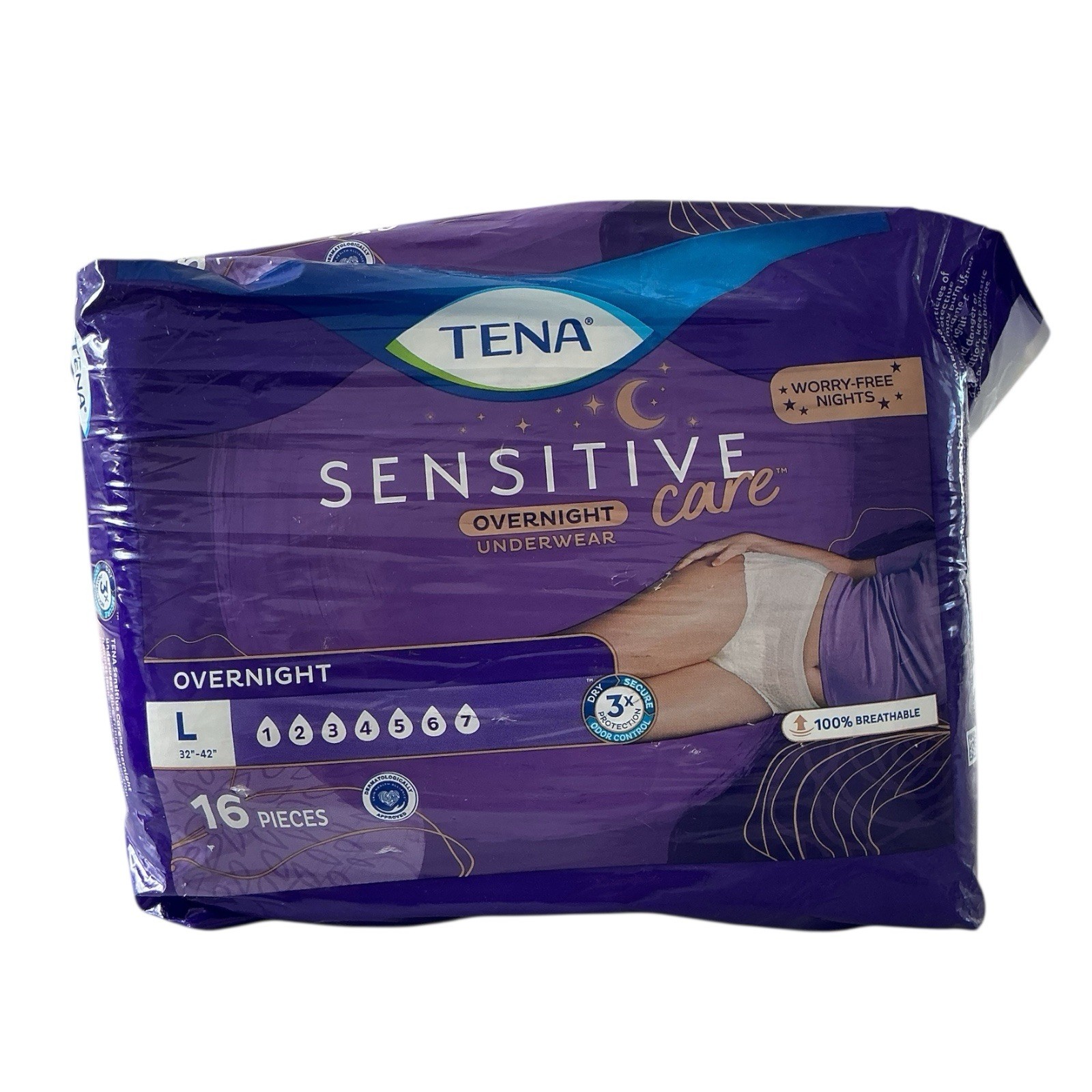 TENA – Sensitive Care Overnight Underwear (Large, 16 Ct) – Incontinence