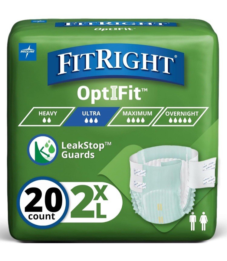 FitRight Extra+ OptiFit Heavy Absorbency Adult Diapers, FSA/HSA Eligible,20