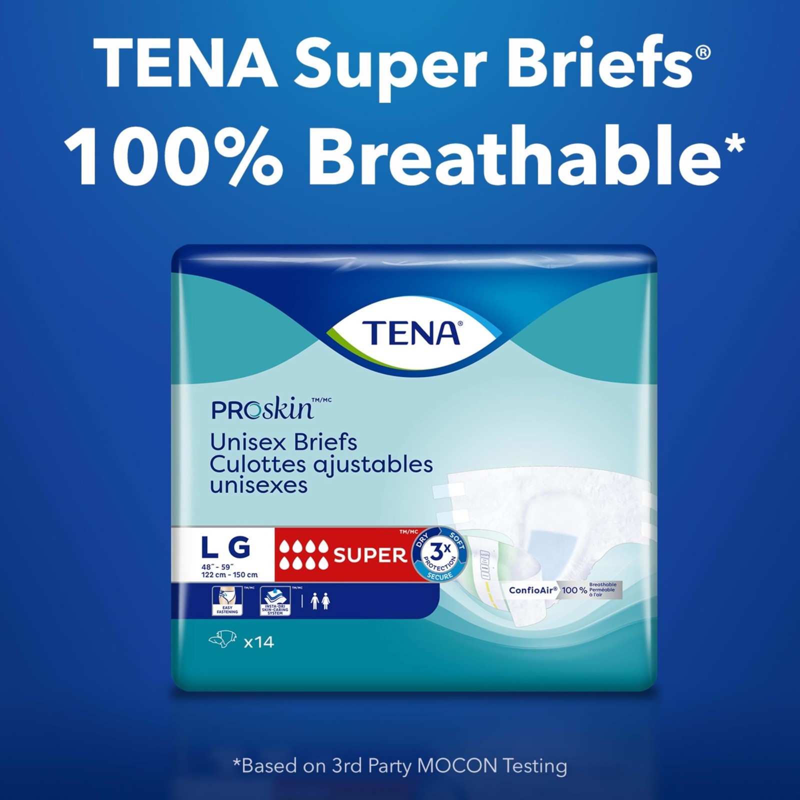 TENA Proskin Super Briefs Incontinence Unisex Large 14 ct