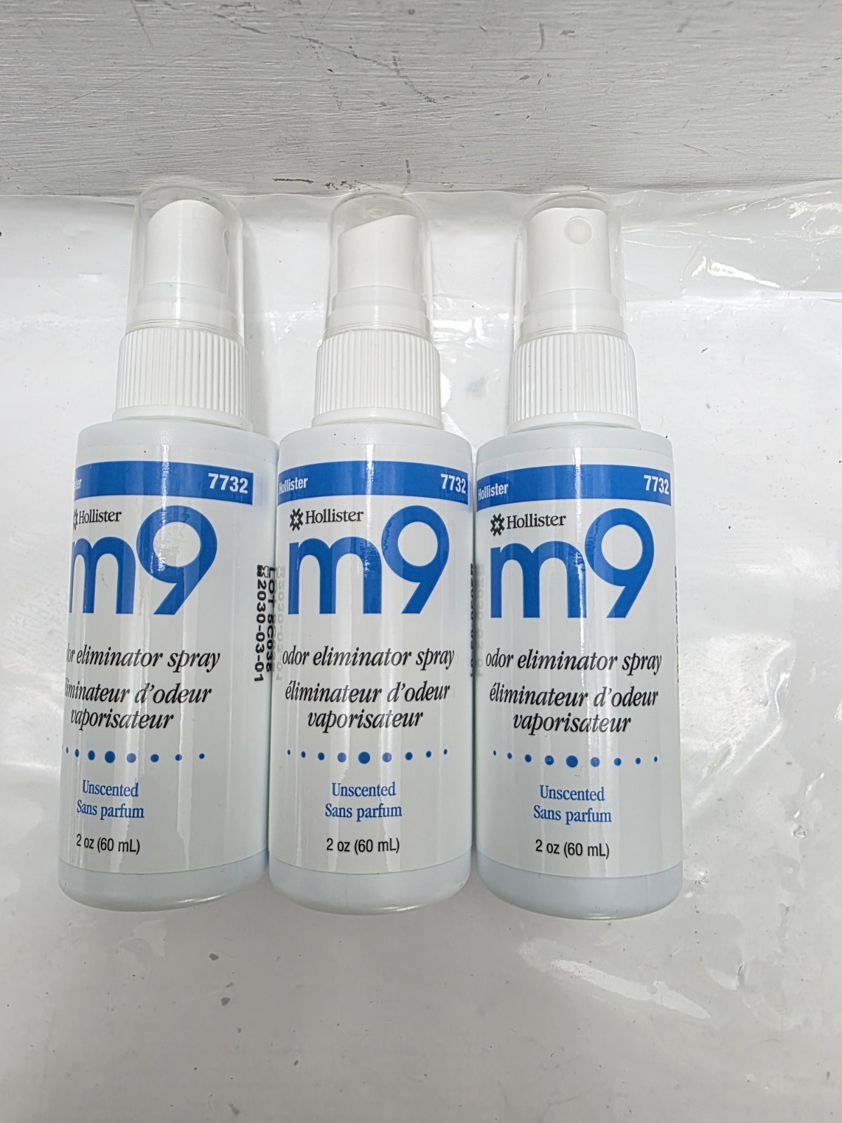 (3) Hollister M9 Odor Eliminator 2 oz Pump Spray Bottle Unscented 7732