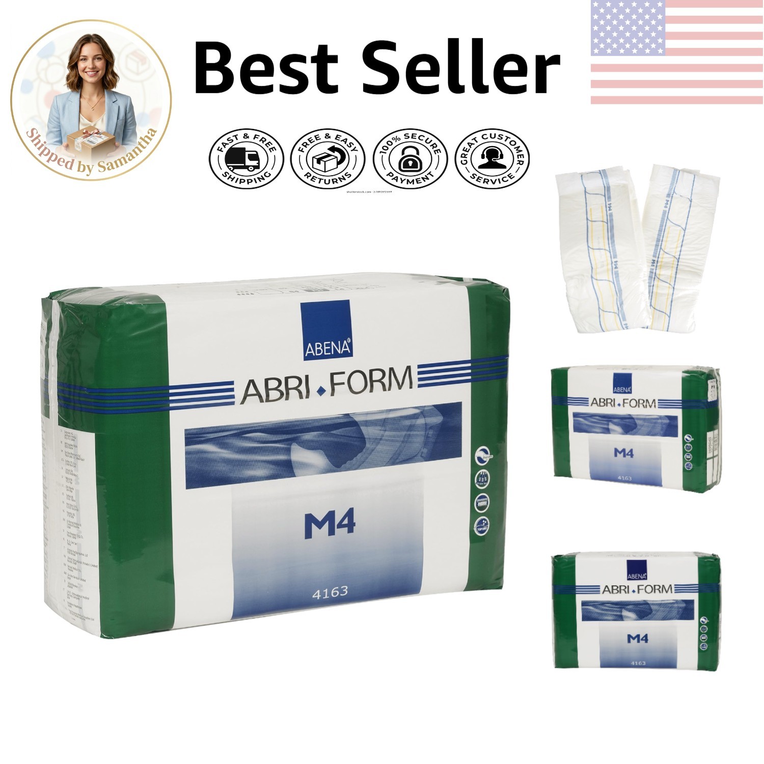 14 Count Abri-Form Comfort Briefs, Heavy Absorbency for Adults – Medium/Large
