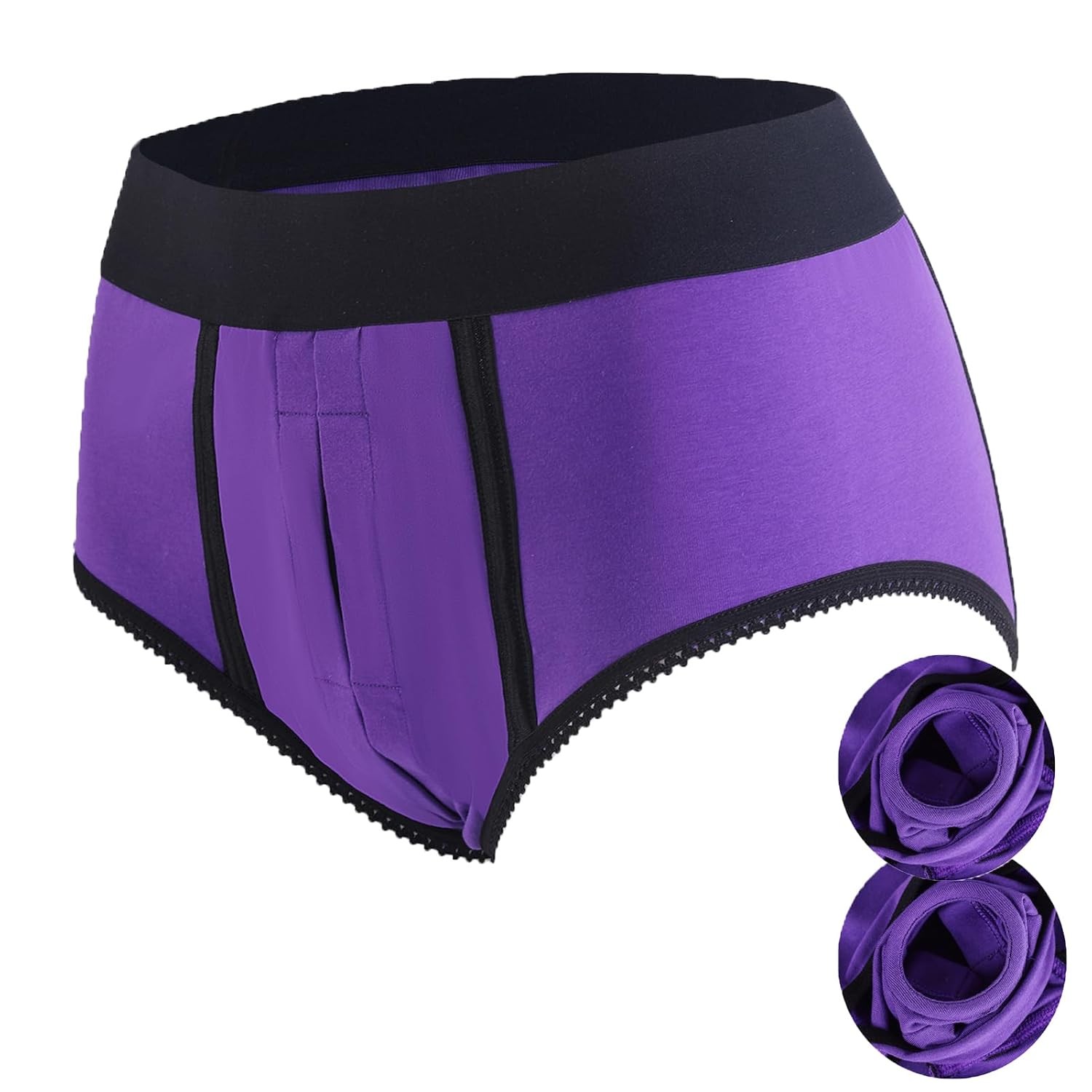Harness Boxer Briefs Strapless Underwear for Men Women XX-Large Purple