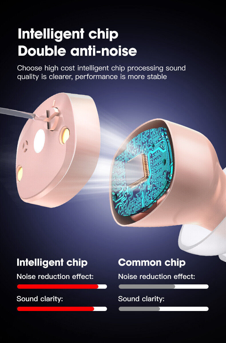 NEW 1 Pair Digital Rechargeable CIC Hearing Aids For Seniors & Adults