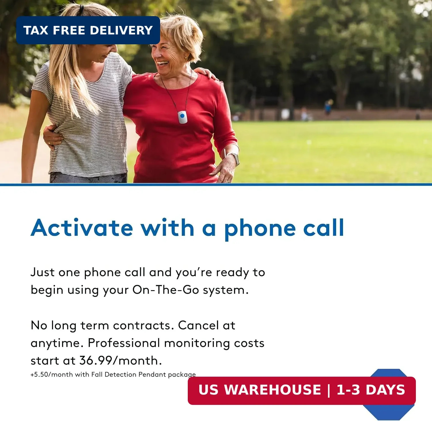 ADT On-The-Go Mobile Medical Alert System for Seniors, Neck Pendant | ADT-Monito