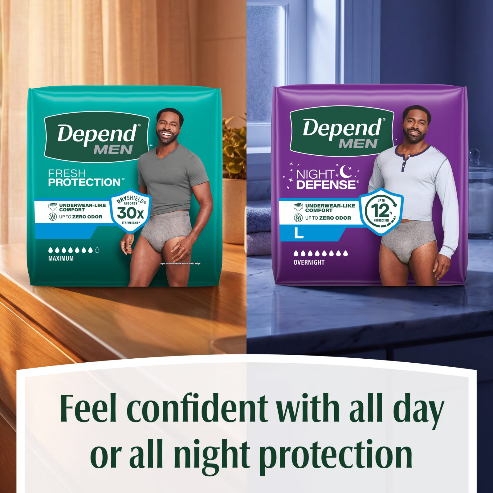 Depend Fresh Protection Incontinence Underwear for Men S/M 80 Count
