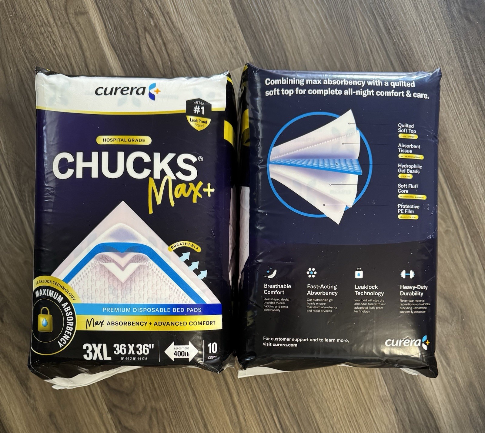 1 Pack of 10 Chucks MAX BED PADS 36 X 36 Curera 3XL 10 Count