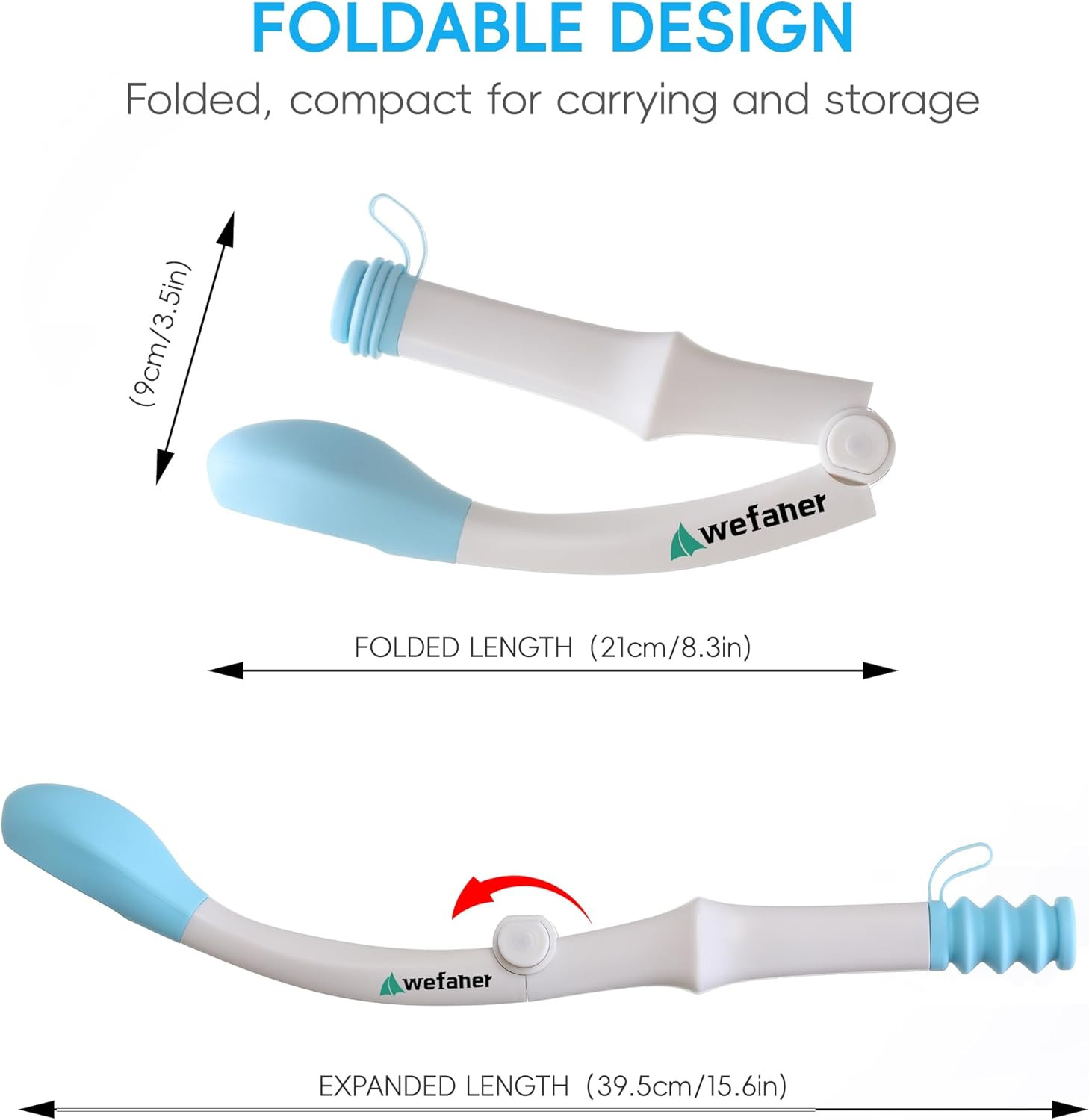 Wefaner Foldable Toilet Aid, 15.6“ Long Comfort Wipe Wand Bottom Buddy Toilet Se