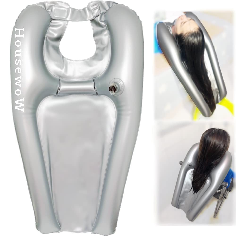 Inflatable Shampoo Bowl, Portable Hair 14.17×2.36×24.41 inches, Silver