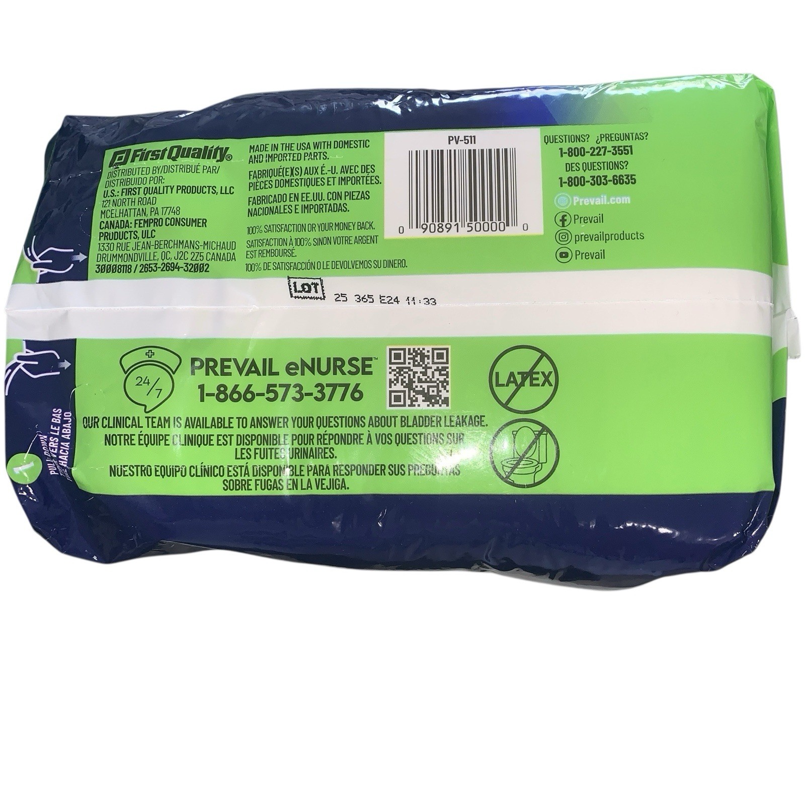 4 Packages Prevail PV511 Incontinence Pants 22 Count Each 88 Total Youth Small