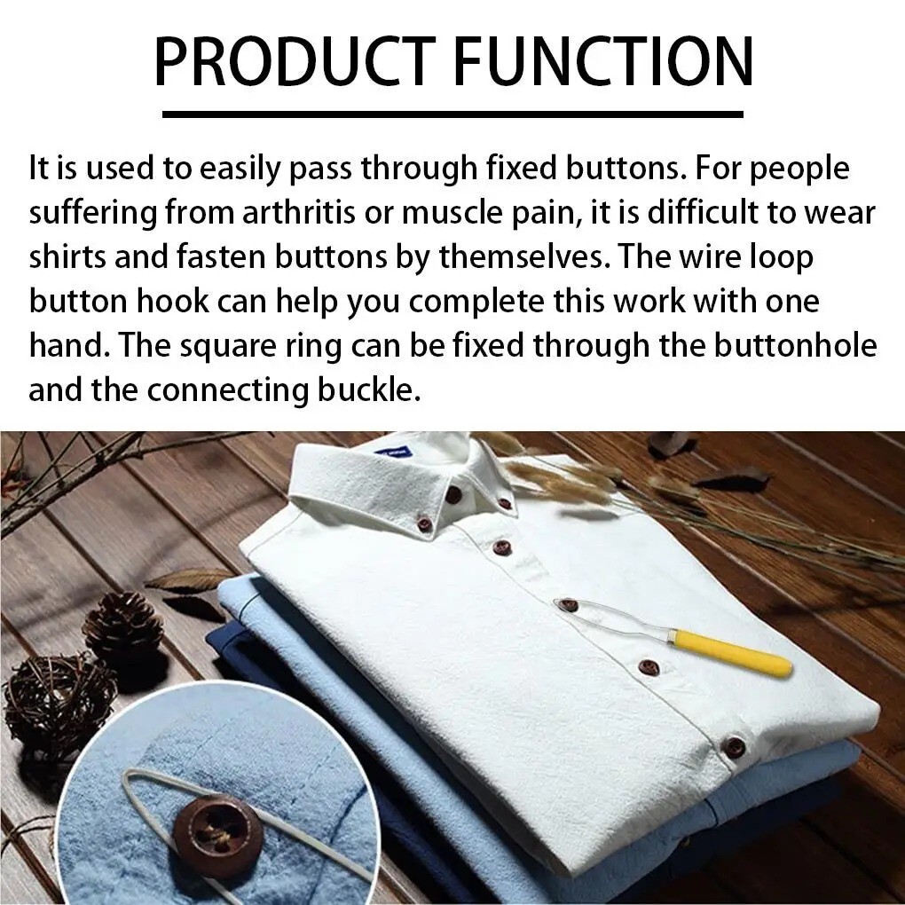 Button Hooks For disabled Button Hook Tool Wire Gripper Button Hook button 3Pcs