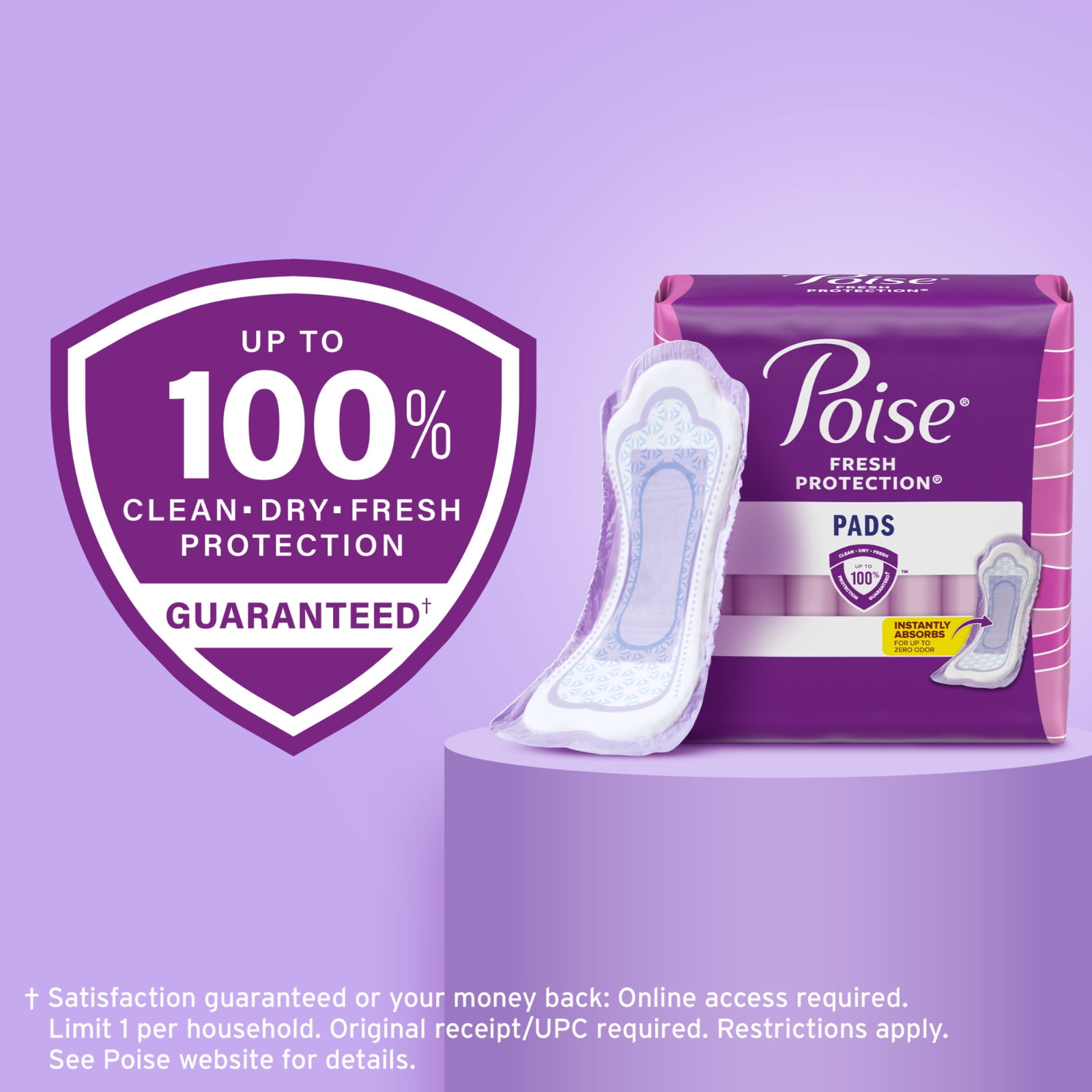90 Ct Poise Incontinence Pads for Women, 6 Drop Ultimate Absorbency, Long Length