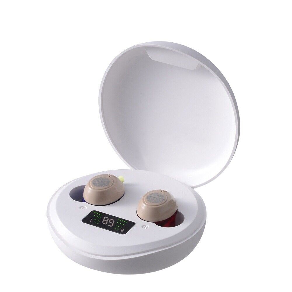 1 Pair of Battery Display Mini Invisible Hearing Aids In Ear Digital Enhancers