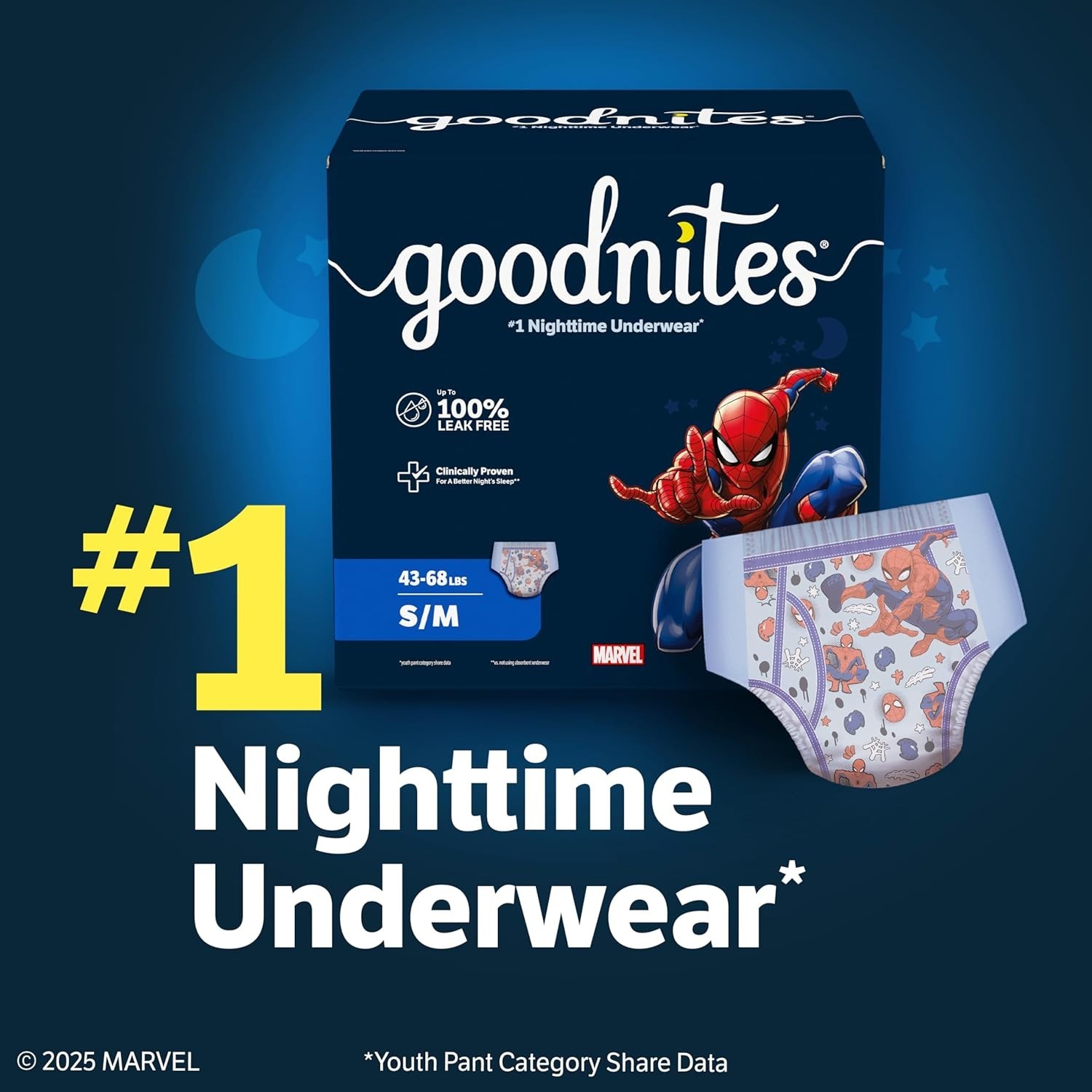 Goodnites Disposable Bedwetting Underwear Size S/M, 14 Pack for Boys’ Confidence