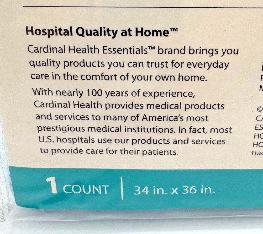 2 Cardinal Health Essentials 34”x36”Reusable Underpad Bed Pads Washable NEW