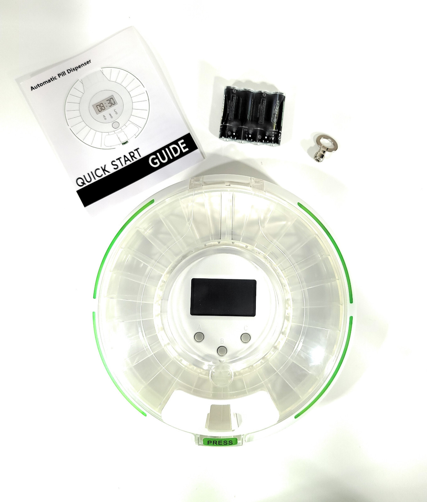 Automatic Medication Dispenser Reminder Flashing Light, Sound, Alarm and Safety