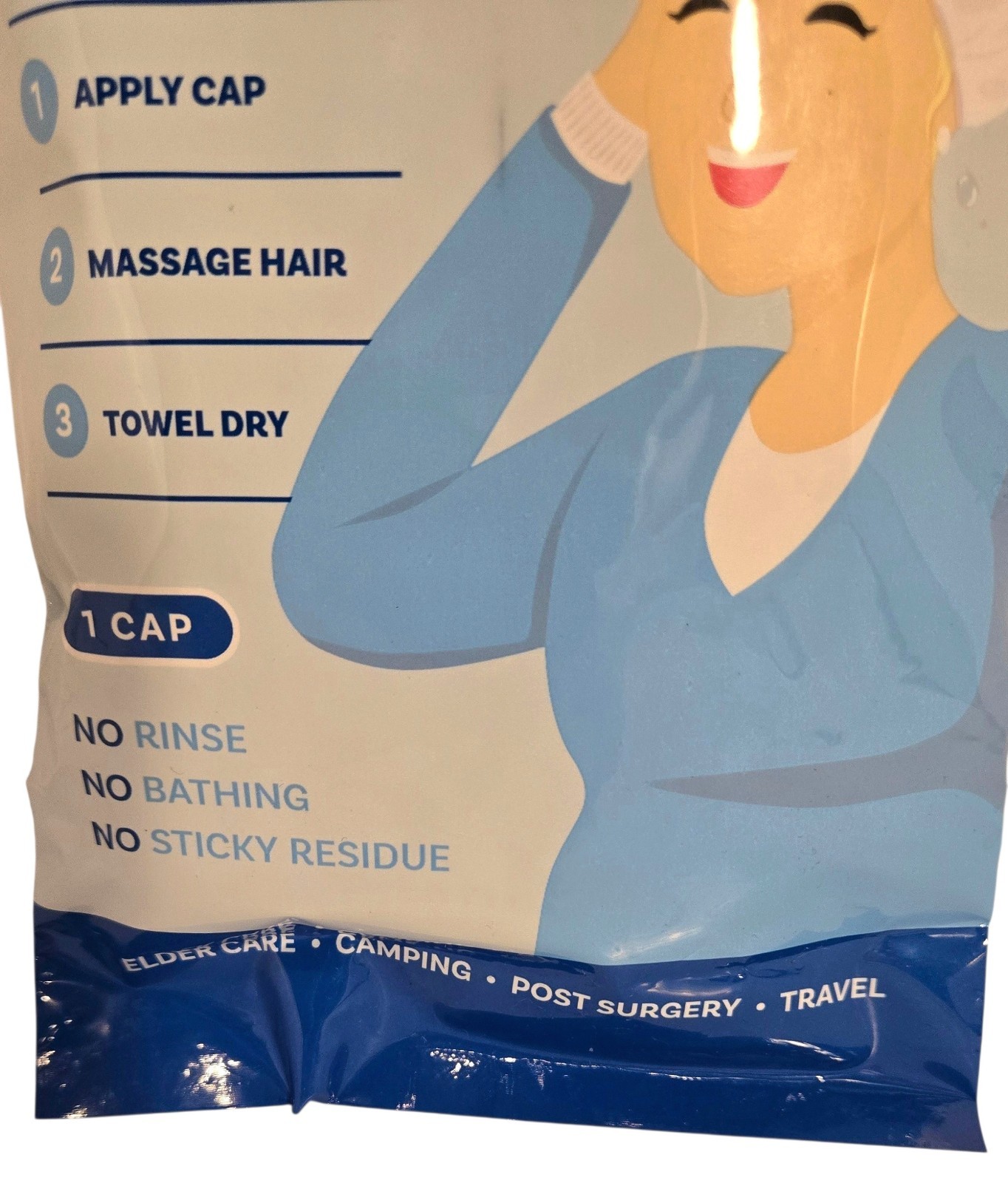 Scrubzz Rinse-Free Shampoo Cap Fresh Scent Elder Care Camping Post-Surgery New
