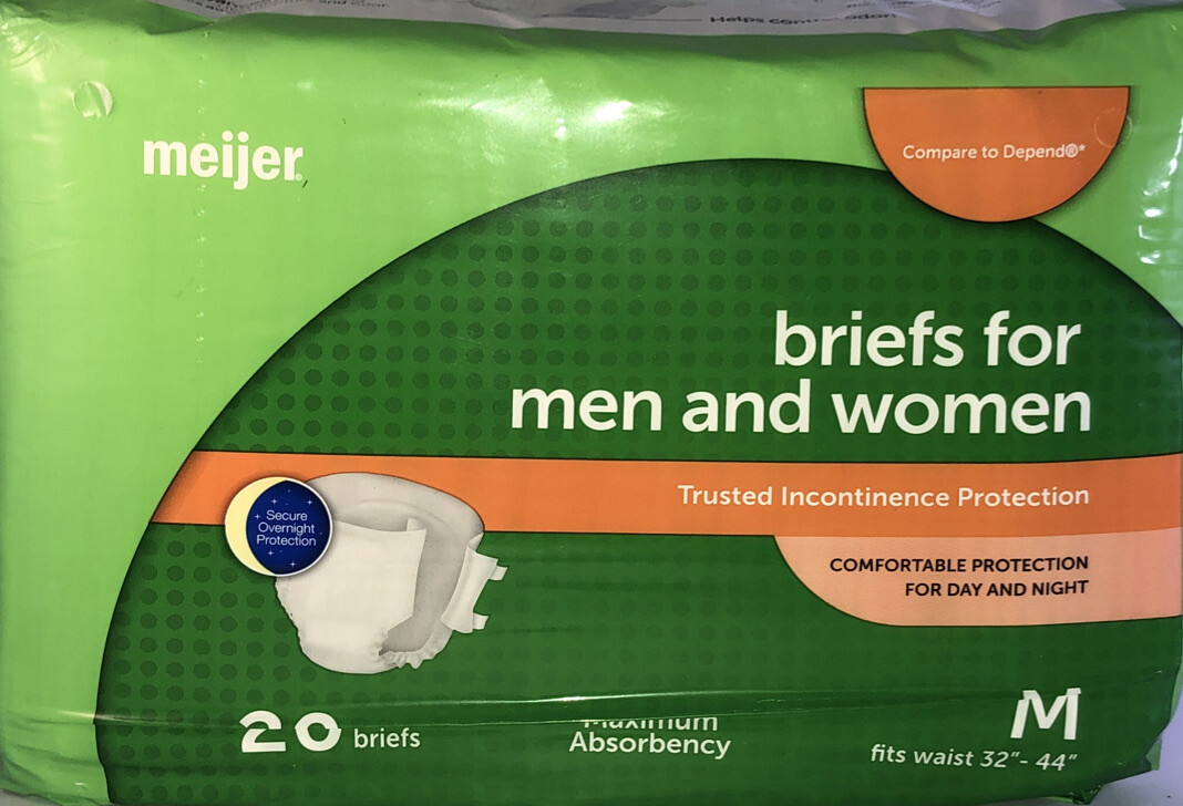 SHIPN24HOURS-INCONTINENCE BRIEFS FOR MEN AND WOMEN 20 BRIEFS SZ Medium 32”-44”
