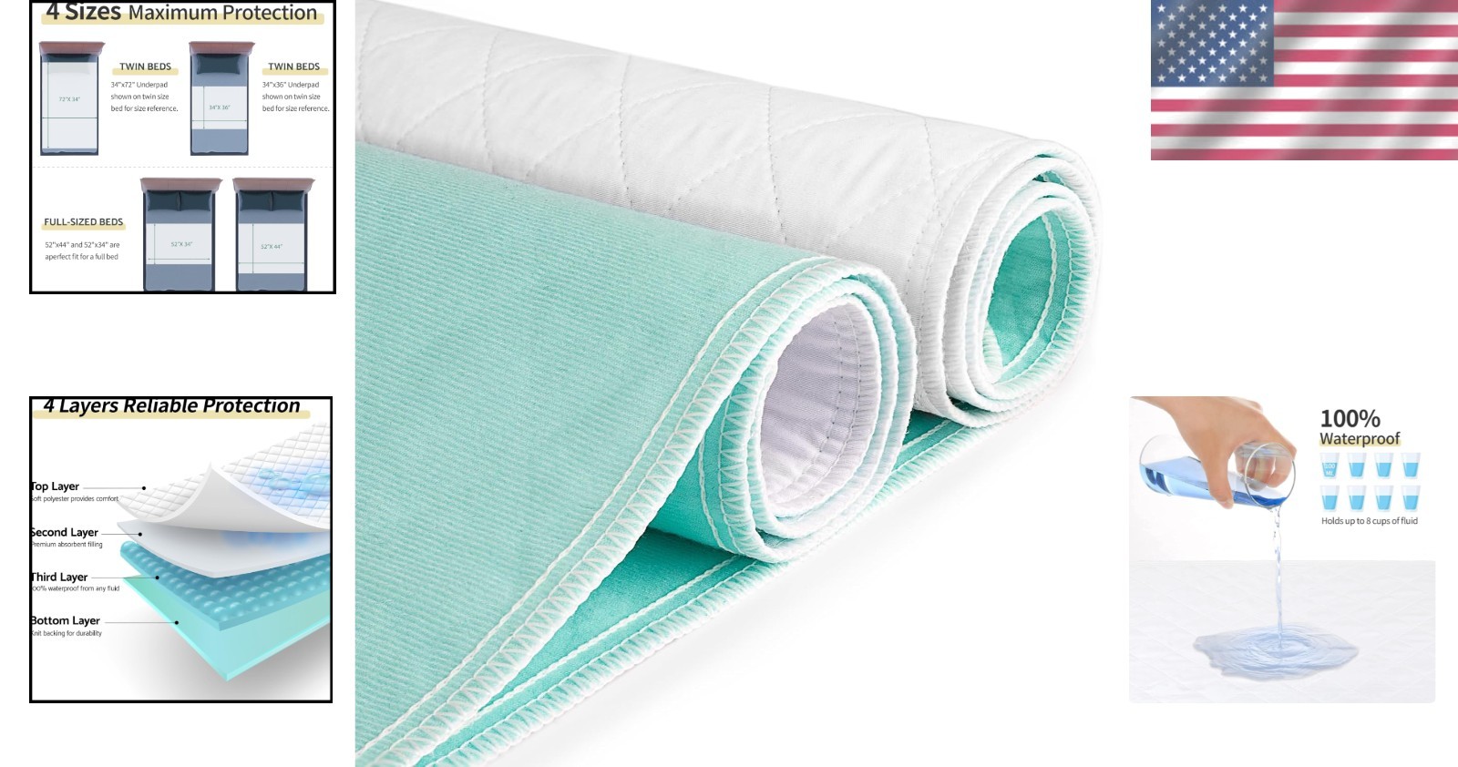 Versatile Waterproof Bed Protector Pad – Machine Washable 34” x 52” Size