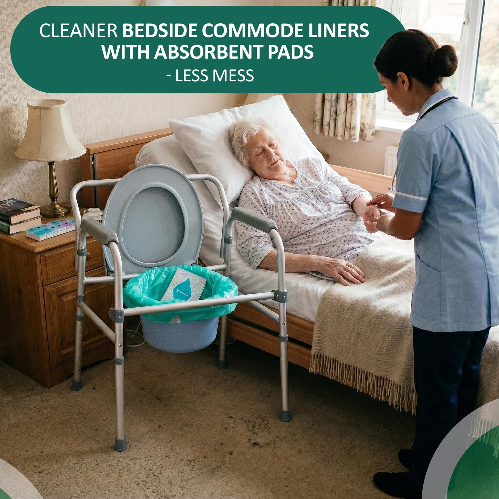 Commode Liners with Absorbent Pads for Bedside Commode, 100 Vanilla Scented B…