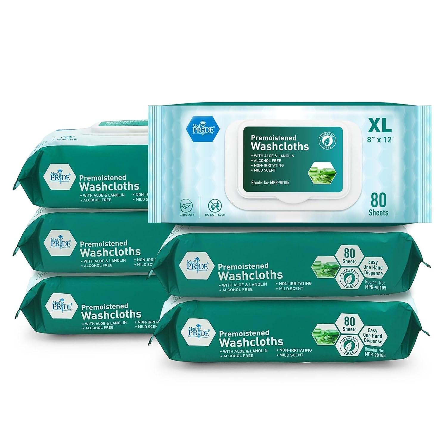Premoistened Washcloths, 8×12 in, 480 Ct