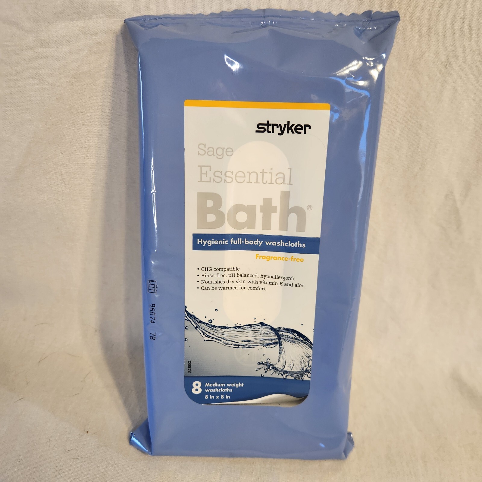 Stryker Sage Essential Bath Full-body Washcloth – Fragrance Free, 8 Count