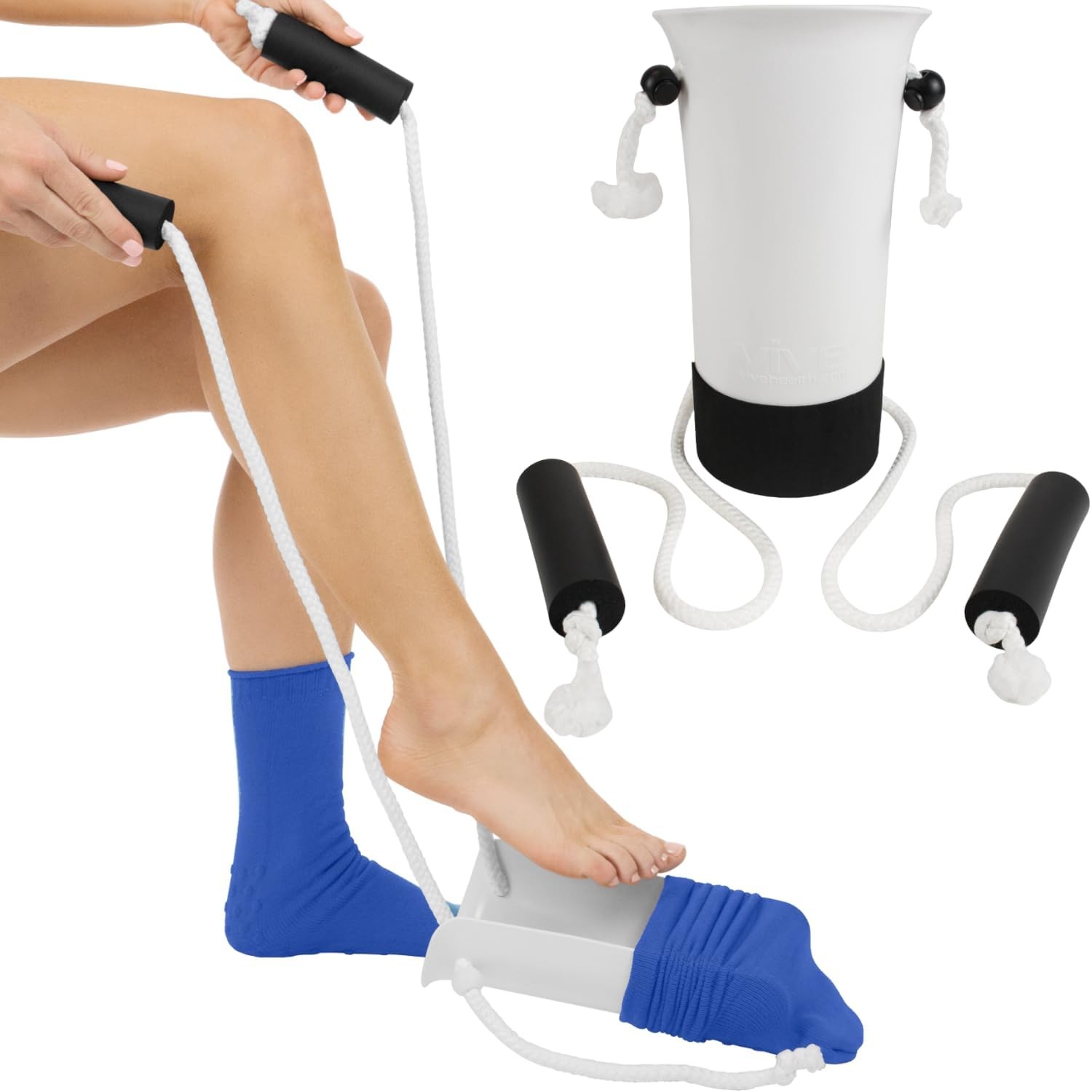 Orthopedic Sock Helper Aid Adjustable Cord Comfort Grip Mobility Device