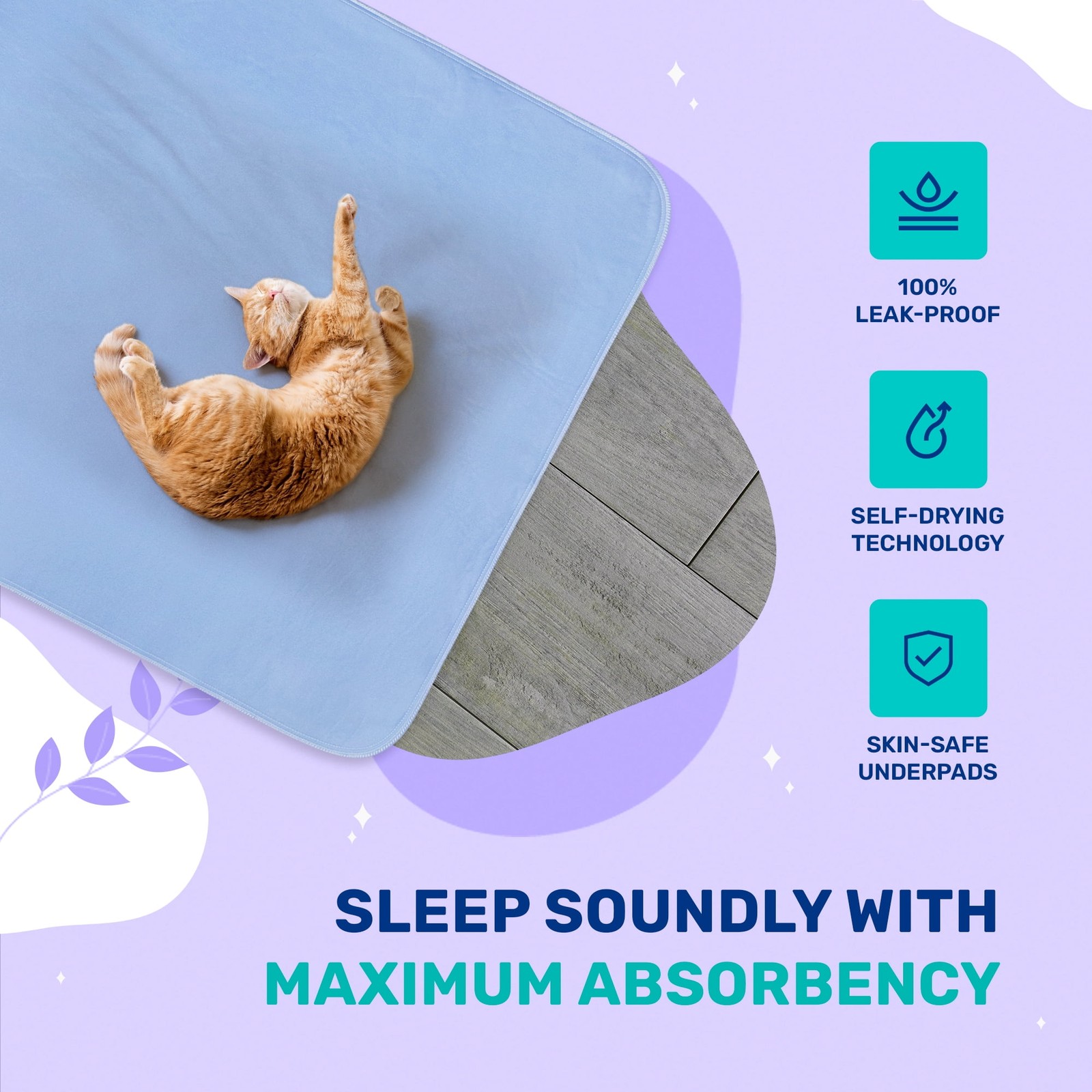 Reusable&Washable Incontinence Bed Pads, Waterproof Protective, 34″ x 36″, 4Pack