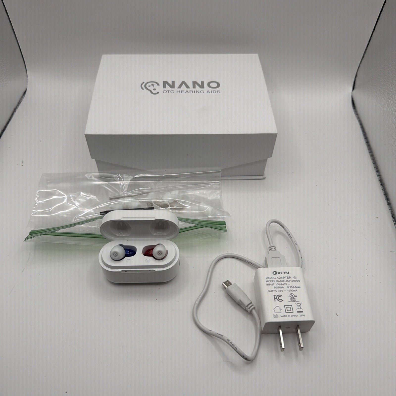 NANO OTC CIC Digital Hearing Aids Rechargeable Right & Left Devices w/Charger F