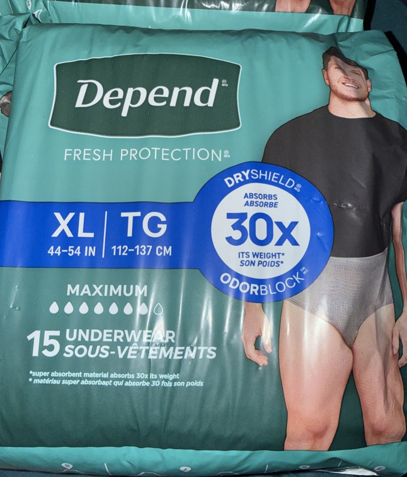 60 Count Depend Fresh Protection Maximum Xl Adult Incontinence Underwear Mens
