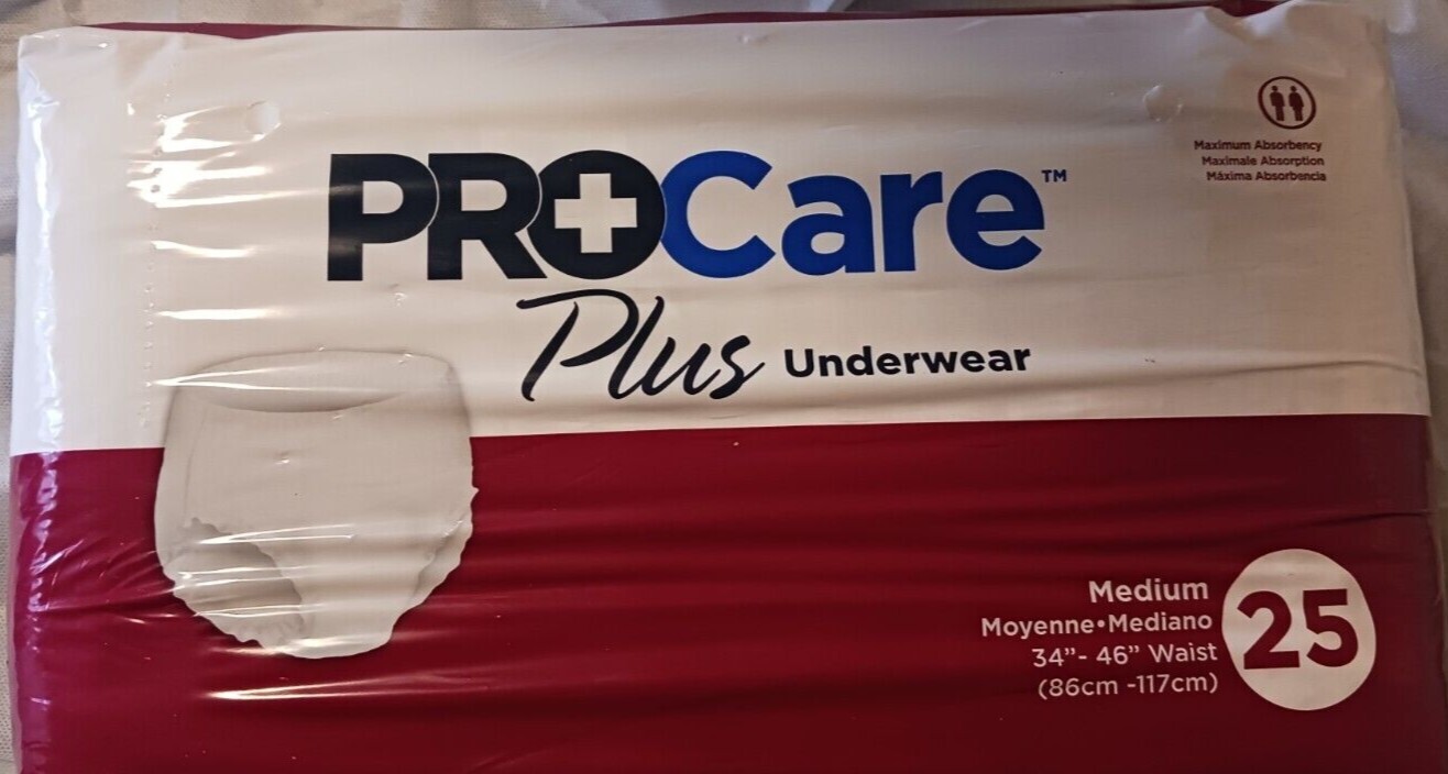 Procare Protective underwear pullup moderate to maxium absorbency Medium 25 Pack