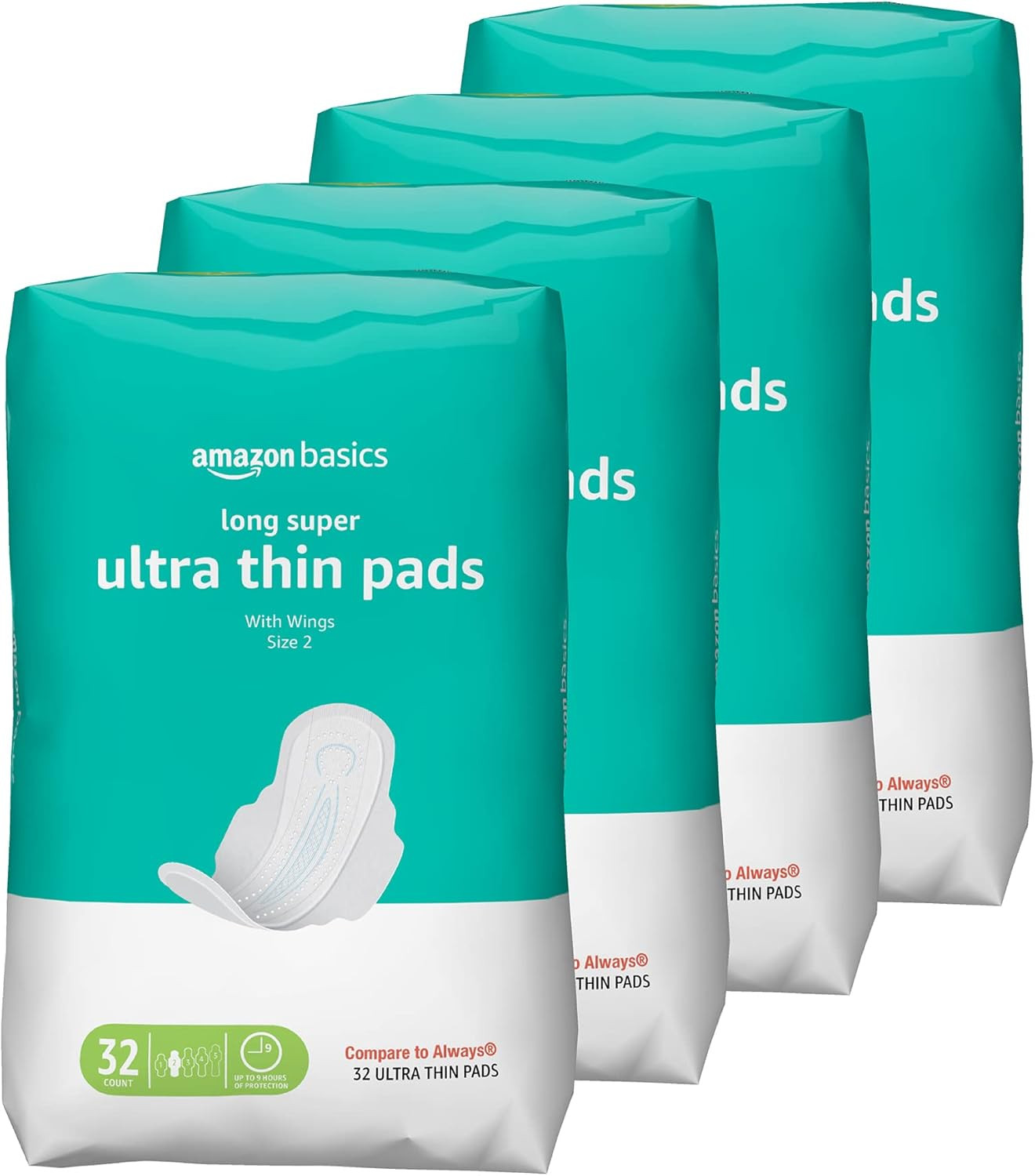 Ultra Thin Pads with Flexi-Wings for Periods, Long Length, Super Absorbency, Uns