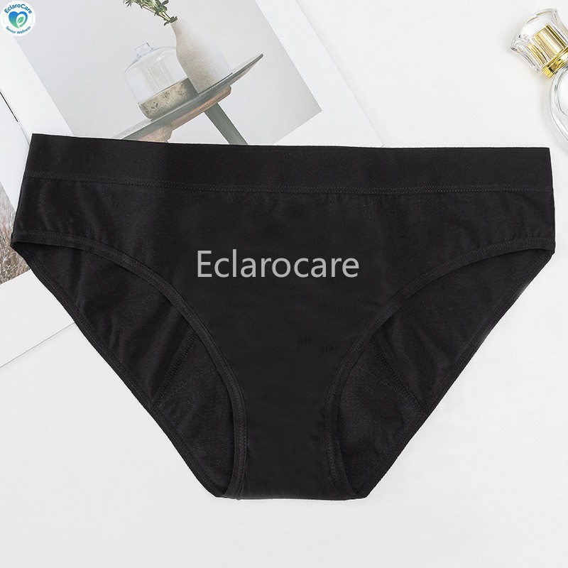 3pcsWomen’s Mid-waist Period Underwear 100% Cotton 4-Layer Leak-Proof Protection