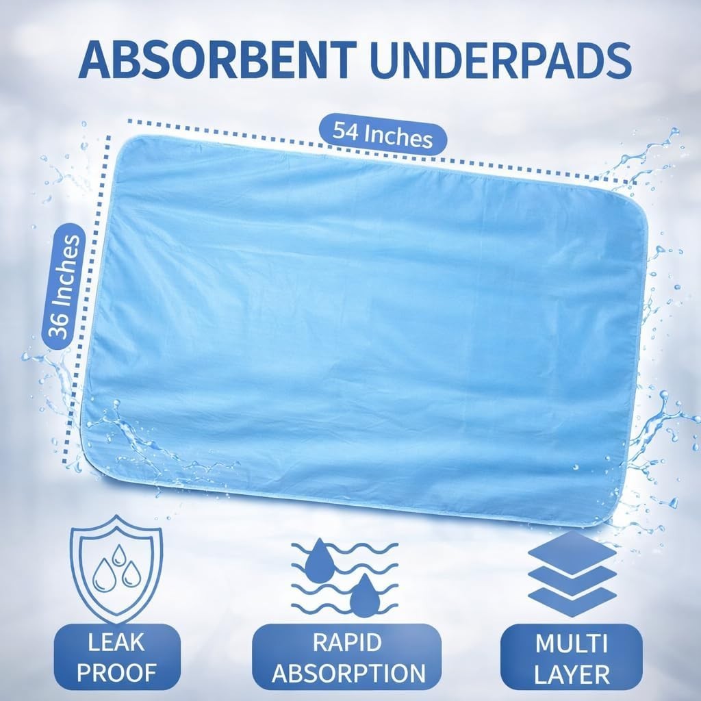 XL Washable Underpads 36 x 54 in 3 Pack – Reusable Waterproof Incontinence Be…