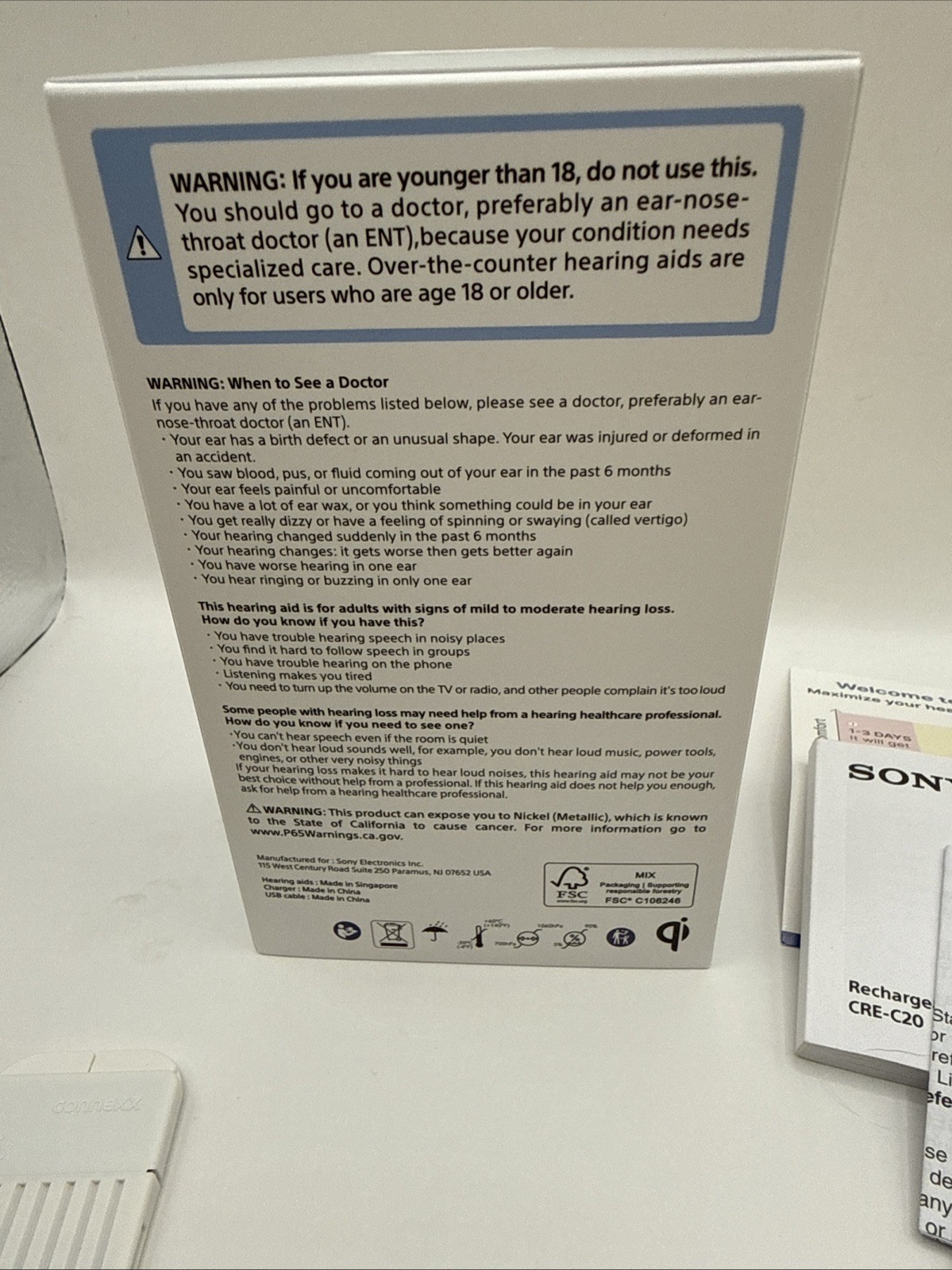 Sony CRE-C20 Self-Fitting OTC Hearing Aids for Mild to Moderate Hearing Loss