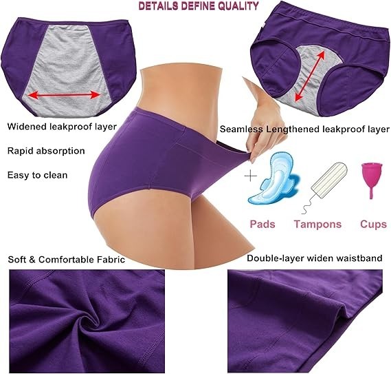 5Pack High Absorbency Incontinence Underwear for Women Washable Leakproof Pantie