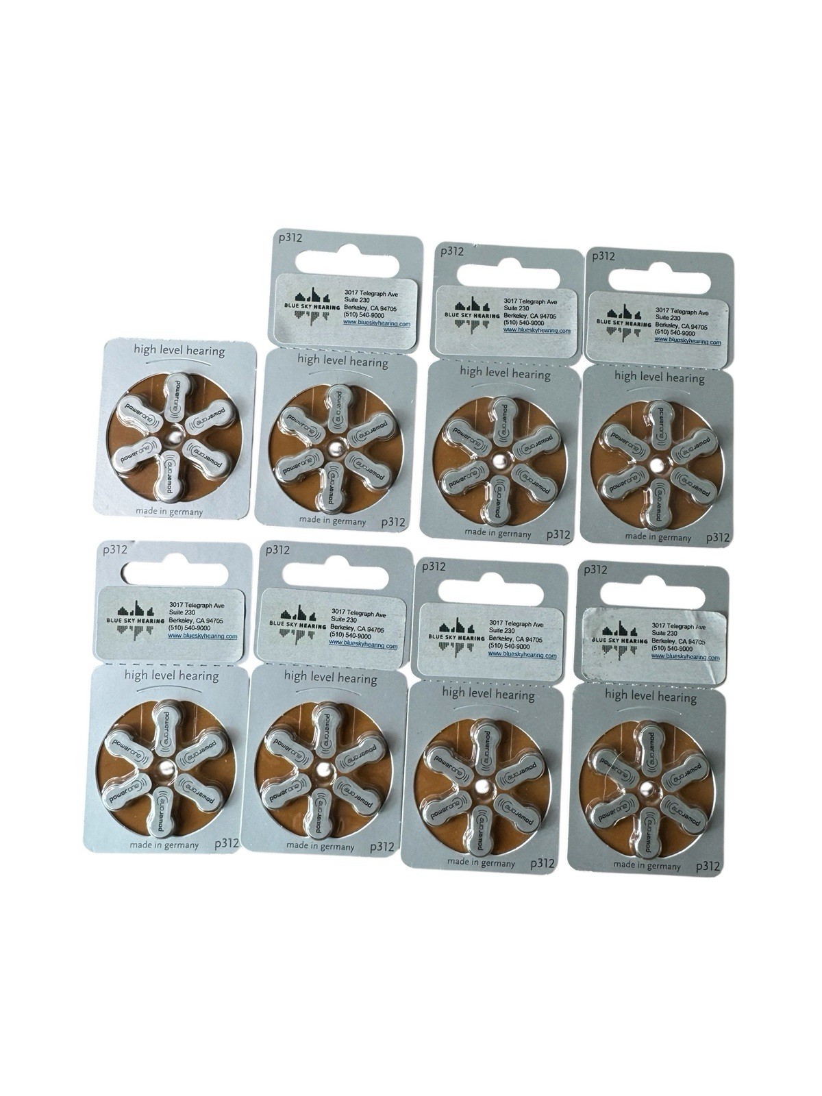 Powerone Mercury Free Hearing Aid Batteries Size P312. Set Of 8