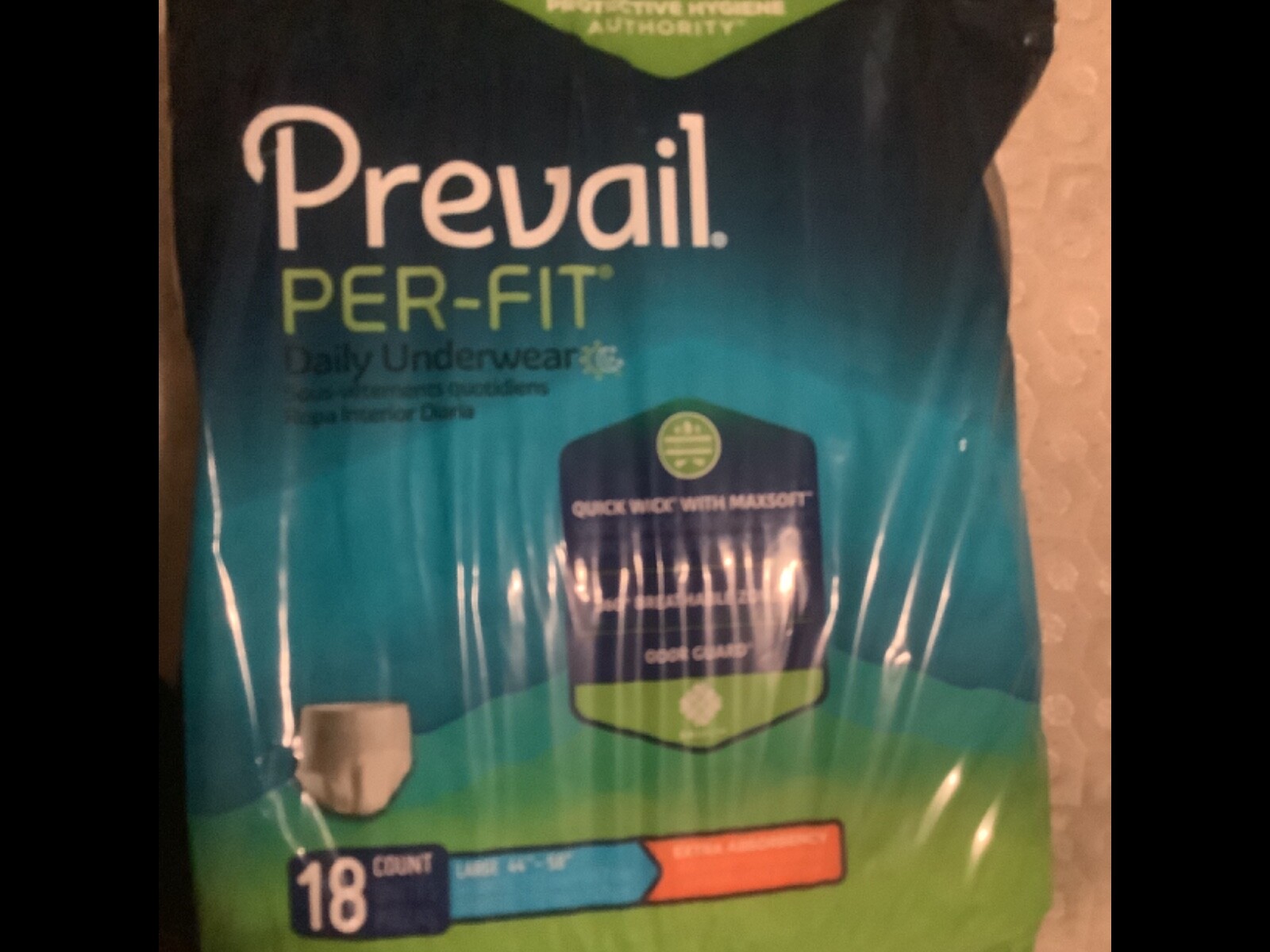 Prevail Per-fit MAXIMUM Absorbency Incontinence Pads, Large – 18 Count (Pack of