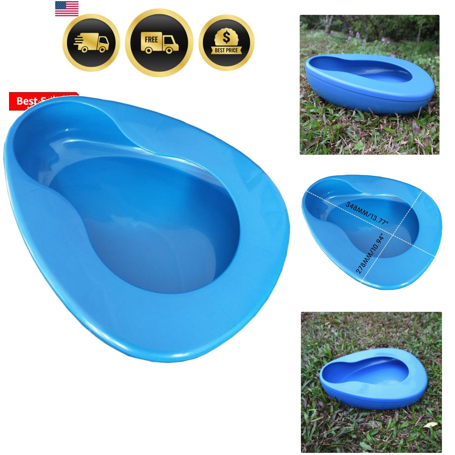 Firm Thick Stable PP Bedpan Heavy Duty Smooth Countoured for Bed-Bound Patien…