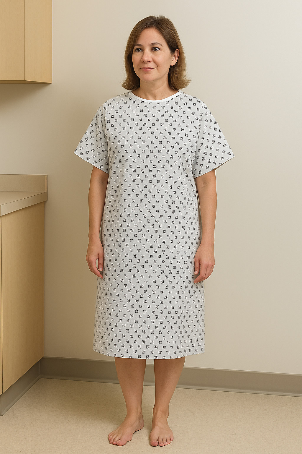 Petite Hospital Patient Gowns White Medical Exam Gown Back Tie Closures One Size