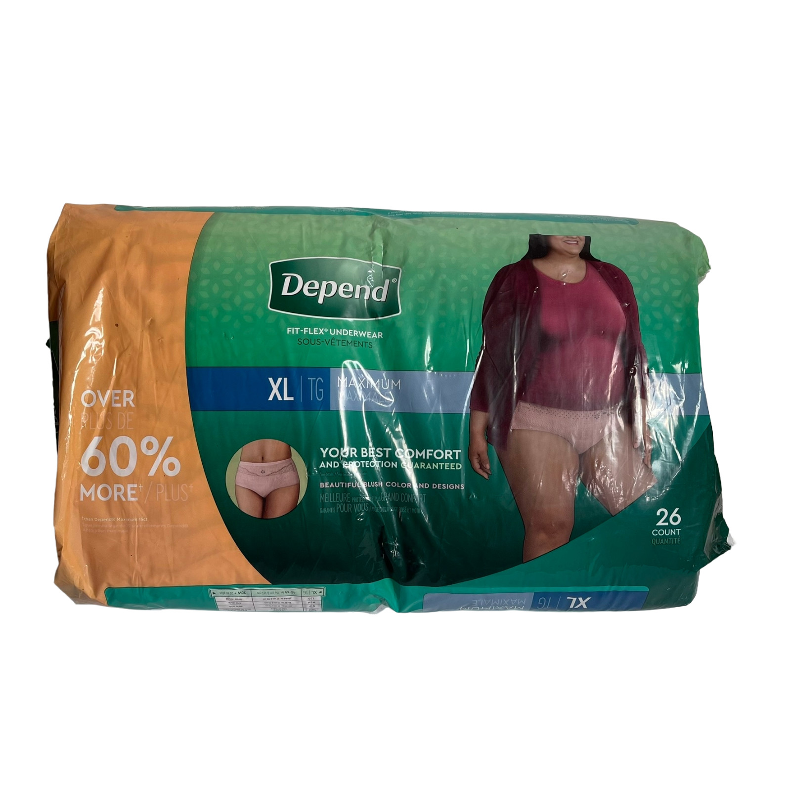 Depend Fit-Flex Underwear Women XL Maximum Absorbency Blush 26 ct Leak Protect