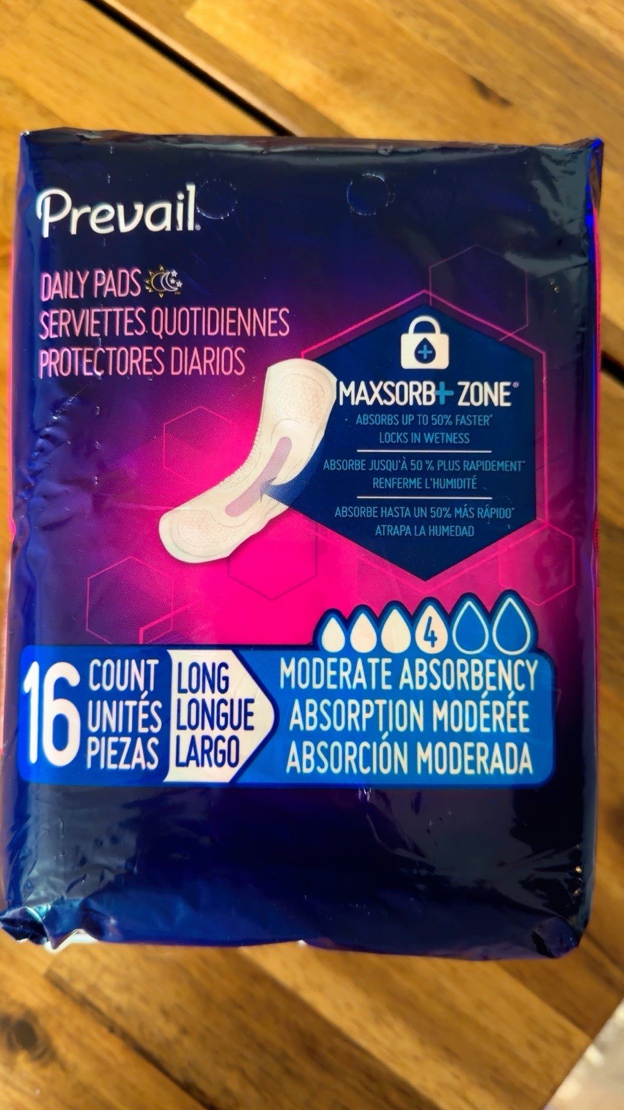 Prevail Daily Pads Moderate Absorbency Long Total Pads NEW (one Pack of 16)