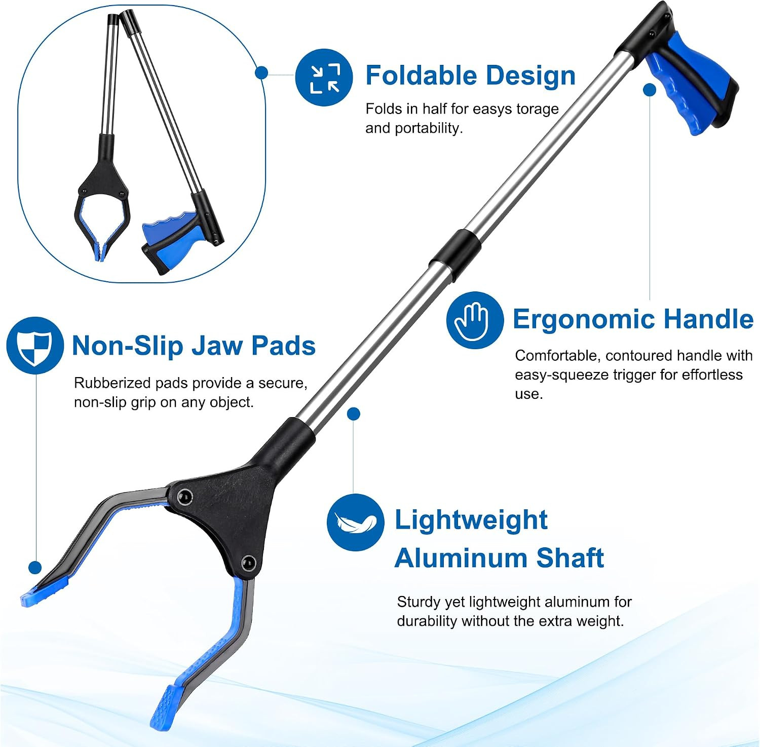 Reacher Grabber Pickup Tool, 32 Inch Grabber Reacher Tool for Seniors, Foldable