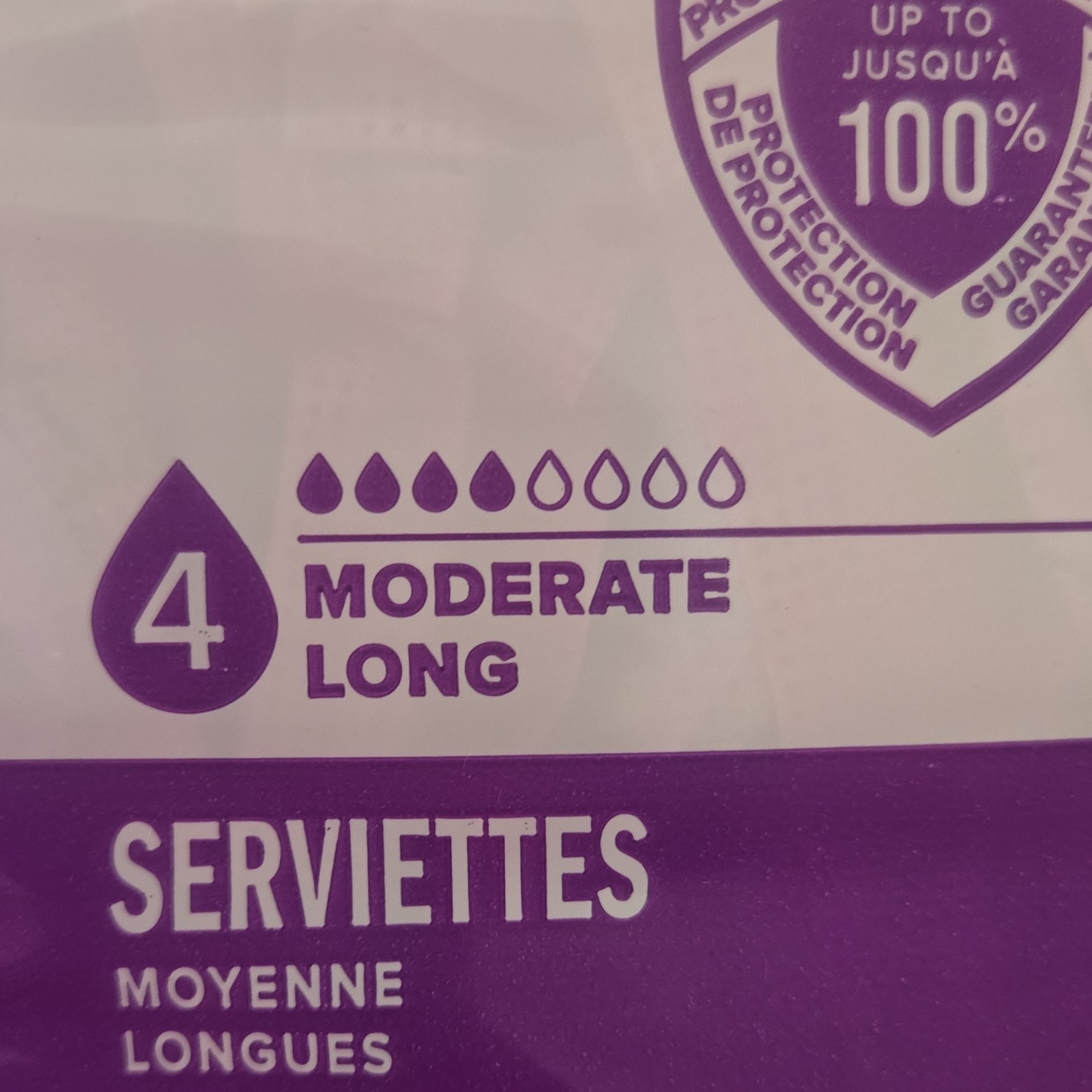 Poise Fresh Protection Moderate Long Incontinence Pads Purple White 54 Count