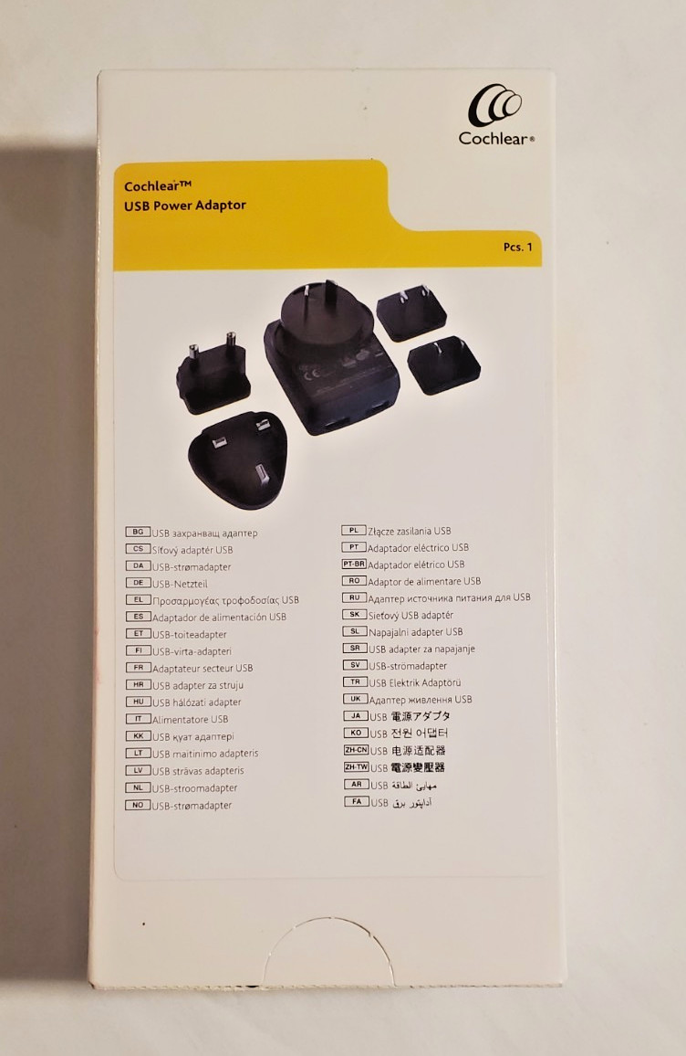 Cochlear USB Power Adapter Black CP1000 REF#730907 Brand New Sealed Orig Box