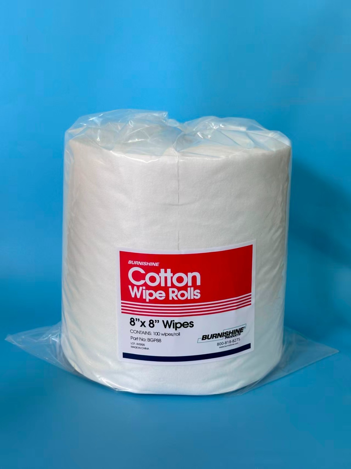 Burnishine 8×8 Pure Cotton 100 Wipes / Roll Offset Accessories