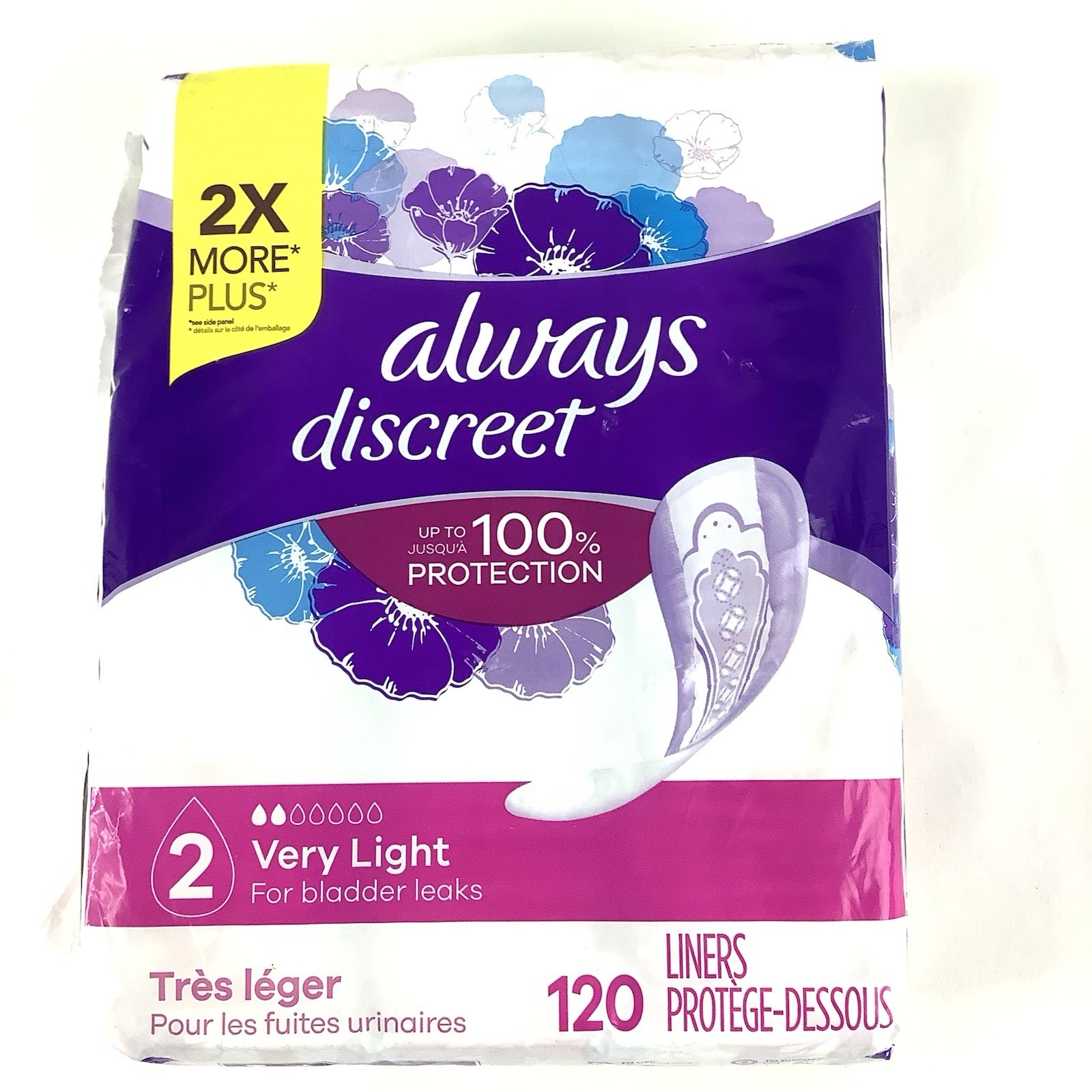 Always Discreet Liners 120 Very Light Bladder Leak Disposable Inserts
