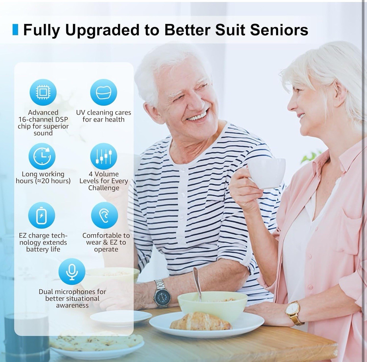 HaYiue Hearing Aids for Seniors with Noise Cancelling Professional BTE Hearing