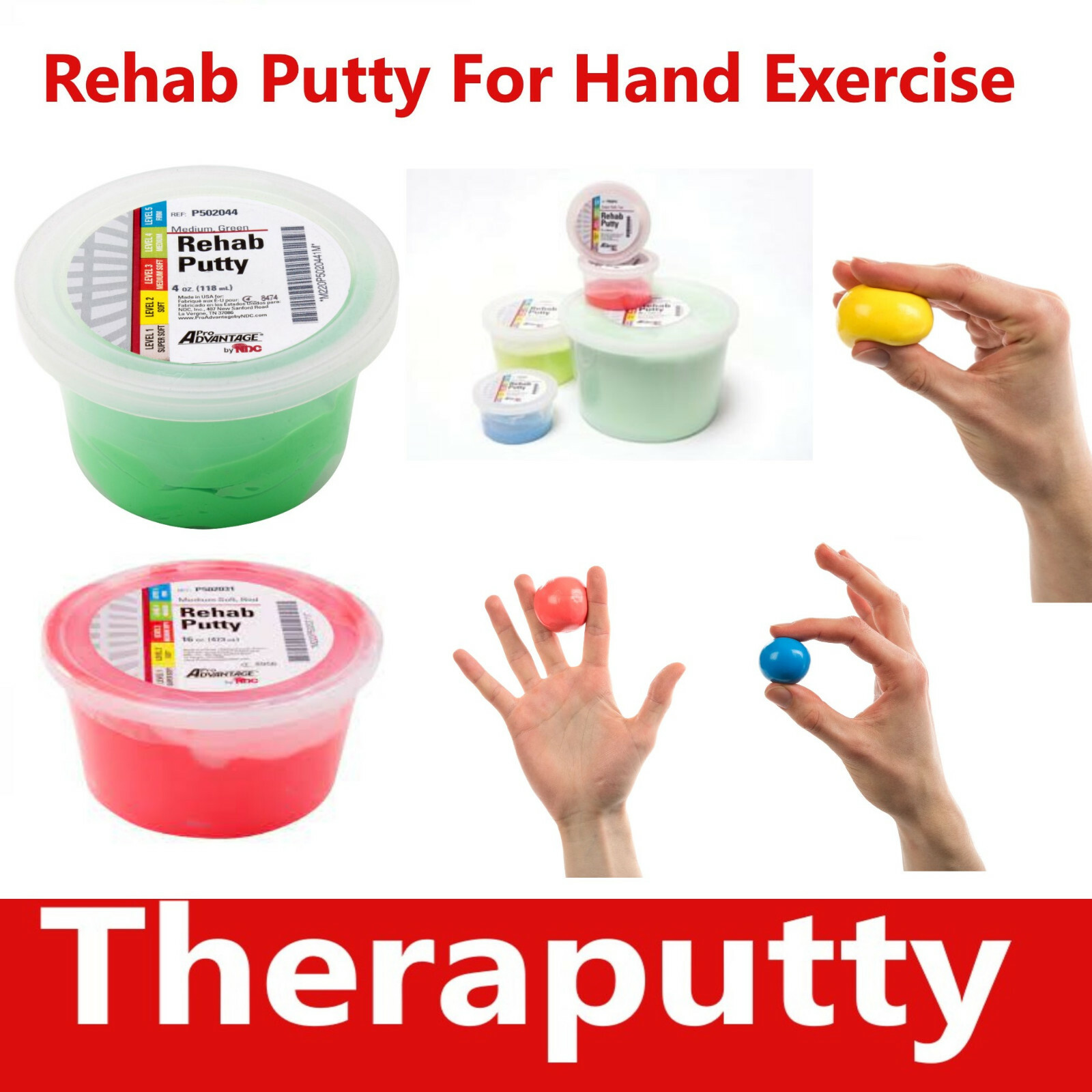 Therapy Putty – Resistive Hand Exercise Theraputty CHOOSE: Size Resistance Color
