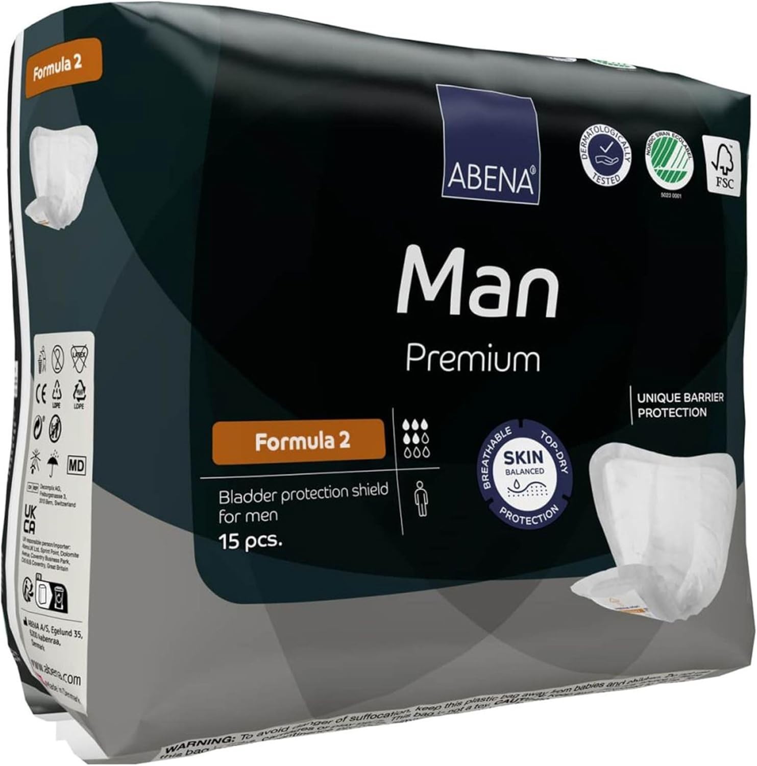 Man Premium Incontinence Guards, (Sizes 0 to 2) Formula 2, 15 Count
